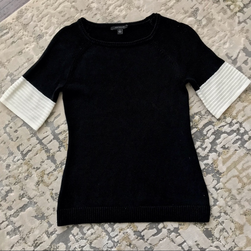 Ann Taylor Sweater Black White XS